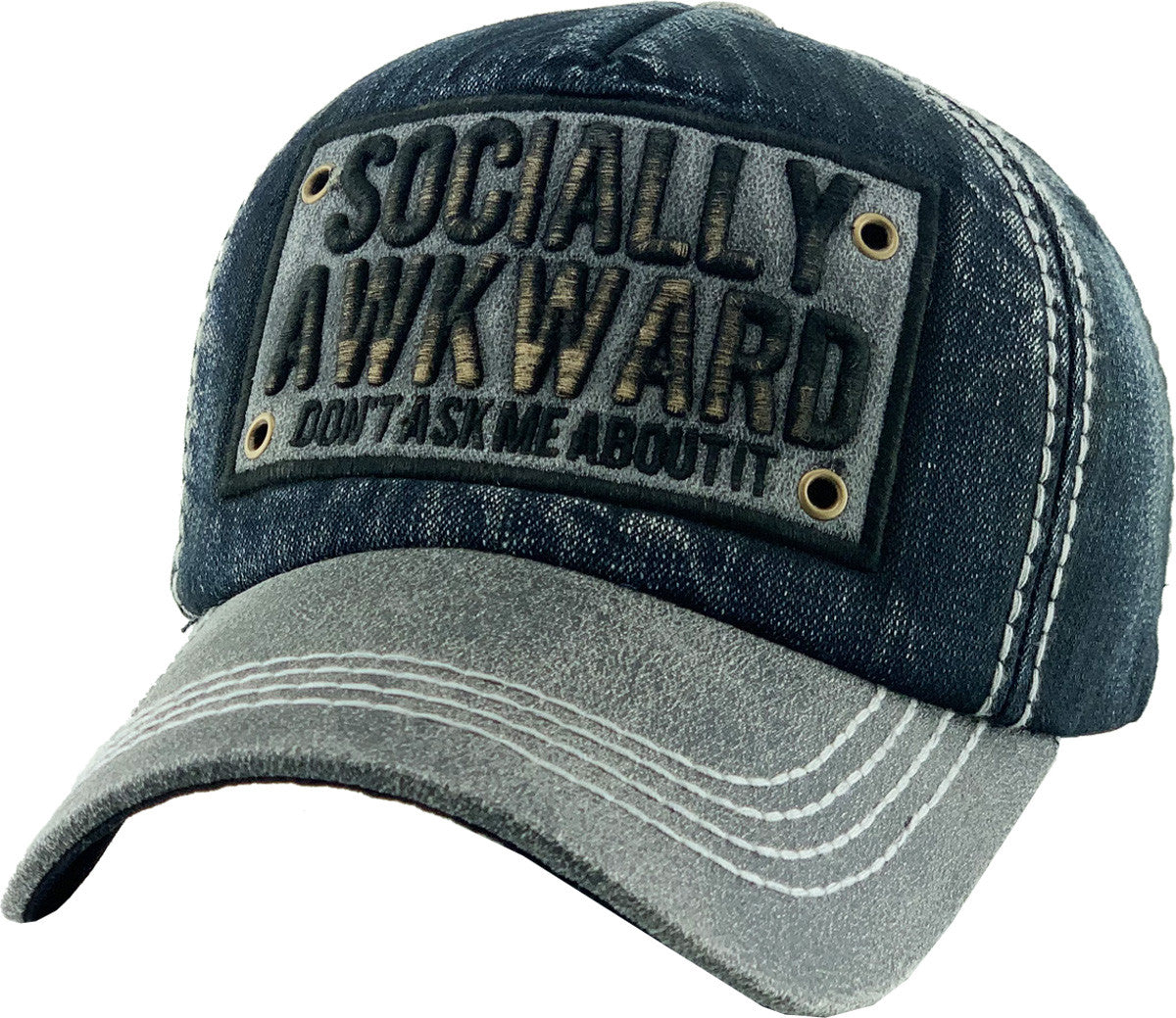 Socially Awkward Distressed Baseball Cap